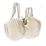 FeiOne 2 Stück Einkaufstasche, Tiederverwendbare Einkaufsnetze, Netzbeutel aus...