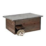 Relaxdays Igelhaus, Igelbau mit Boden, Rattenklappe & Labyrintheingang, Holz,...