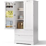 Bealife Hochschrank, Küchenbuffet mit 2 Schubladen und 2 Türen, Freistehender...