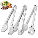 3 Stück Zange Küche aus Edelstahl, Grillzange Servierutensilien, Servierzange...