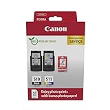 Canon Tintenpatronen & Papier-Multipack - PG-510/CL-511 Original Druckerpatronen...