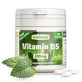 Vitamin B5, hochdosiert, 100mg - 180 Tabletten, vegan. Vit. B5 (Pantothensäure)...