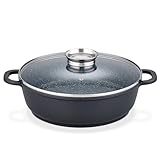 GSW Gourmet Servierpfanne aus Granit mit Aroma Glasdeckel, Pfanne Induktion mit...