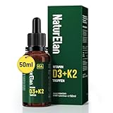 Vitamin D3 K2 hochdosiert Tropfen - 50ml, 1000 I.E. Vitamin D3 pro Tropfen,...