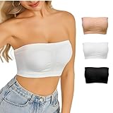 SHOCHX Damen Tube 3 Stück Top BH Bandeau Weiche Trägerlos BH Nahtlose Dehnbar...