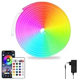 segrass Neon Led strip 5m, mit Fernbedienung, APP Steuerung, IP65 wasserdichte...