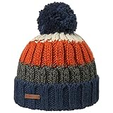 Barts Strickmütze Wilhelm gestreifte Männermütze mit Bommel 0856 Blue 04