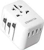 ZOVHYYA Reiseadapter Weltweit Universal Reisestecker Adapter mit 4USB 15W...