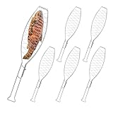 Relaxdays Fischbräter 6er Set, Edelstahl, mit Griff, 54 cm lang, Fischhalter...