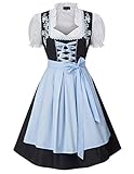 SCARLET DARKNESS Damen Trachtenkleid 3tlg Damen Knielang Dirndl Kleid für...
