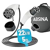 ABSINA Typ 2 Ladekabel 22kW & 32A für Hybrid & Elektroauto - 5 Meter Auto...
