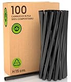 100 Jumbo-Trinkhalme aus Biokunststoff, 100 % umweltfreundlich, 15 cm x 8 mm,...