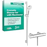 hansgrohe Crometta - Duschset mit Thermostat Ecostat 1001 CL, runder Duschkopf...