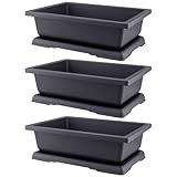 FUNSUEI 3 Stück Bonsai Schale, 36 x 26,2 x 10,6 cm Bonsaischale Kunststoff mit...