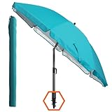 4smile Sonnenschirm Strand SunnyJoy, Türkis - UPF 50+ Strandschirm Ø 180 cm,...