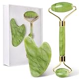 GUGUG Gua Sha Stein and Face Jade Roller Set for Facial Massage - Reduces Eye...