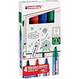 edding 383 Flipchart-Marker - 4er-Set - schwarz, rot, blau, grün - Keilspitze...