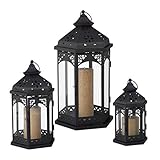 Relaxdays 3er Laternen Set, Deko Laternen für draußen & drinnen, 3 Größen,...