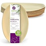 GoBeTree 12 Palmblatt Teller 38x25cm groß, Elegante Einwegplatten, Palmblatt...