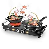 Duronic HP2 BK Herdplatte, Campingkocher mit 2 Kochfelder, Elektro Kochplatte...