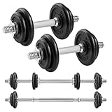 SONGMICS 2-in-1-Hanteln, 2 x 10 kg Hantelset aus Gusseisen, verstellbar,...