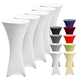 Beautissu 5er Set Stretch Stehtisch Husse Weiß Ø 80-85 cm Stella –...