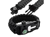 Przydasie Survival-Armband 5-in-1 - Paracord, Messer, Feuerstarter, Kompass und...