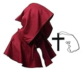 MAKFORT Halloween Umhang Unisex Mittelalter Kurzhaube Kapuzenmantel Devil Cape...