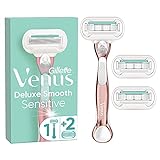 Gillette Venus Deluxe Smooth Sensitive Rasierer Damen, Damenrasierer + 3...