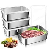 LWAIX Aufschnittboxen für Kühlschrank Edelstahl Lebensmittel Aufbewahrungsbox...