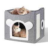 Furjoy Katzenbetten für Indoor Katzen, Faltbares Katzenhaus, Katzenhöhle 2...