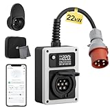 dé Wallbox 22kW 32A EV Charger mit CEE Stecker und Typ 2 Steckdose, 22kW Mobile...