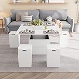 VOWNER Couchtisch Höhenverstellbar, 4-in-1-Multifunktions-Couchtisch...