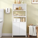 Hzuaneri Badezimmerschrank Badschrank mit 2 Türen & offenem Regal,...