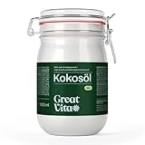 GreatVita Bio Kokosöl, nativ & kaltgepresst, 1000 ml im Bügelglas zum Kochen &...