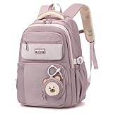 Clufar Schulrucksack Mädchen Teenager für Schule Daypack Lila Rucksack Damen...