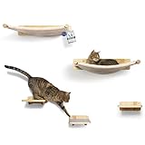 WOOWOOD® Kletterwand Katzen inkl. 2X Katzentreppe Wand [Massivholz] I Kratzbaum...