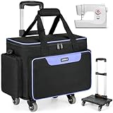LEFOR·Z Nähmaschinentasche mit abnehmbarem Trolley mit 4 Rollen,Nähmaschine...