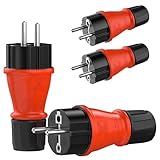 RedStar24 Schuko Stecker 230V IP54 4er Set Robuster Schutzkontaktstecker aus...