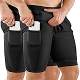 Niksa 2er Pack Herren 2 in 1 Shorts Schnelltrocknende Sporthose Herren Kurz 7'...