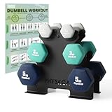 PhysKcal Kurzhantel Set, Hexagon Hantelset mit Stahl Hantelständer, 2 x 1 kg, 2...