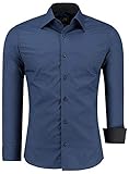 J'S FASHION Herren-Hemd - Slim-Fit - Langarm-Hemd Freizeithemd - Pflegeleicht...