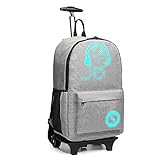 KONO Trolley Jungen Rucksack Kindergepäck mit Rollen Reflektierender...