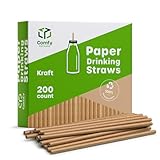 Comfy Package [200 Stück] Kraft-Papierstrohhalme, 100% biologisch abbaubar &...