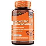 Bio Ashwagandha Kapseln Hochdosiert 2100mg, 240 Vegane Kapseln - Made in Germany...