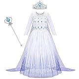 AOOWU Kostüm Kinder Mädchen Prinzessin Kleid Kinder Dress mit Krone Zauberstab...