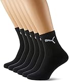 Puma Herren Short Crew Socks Sportsocken mit Frotteesohle 6er Pack, Schwarz,...