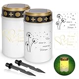 YYSWSAKY 2er Pack Solar Grablicht für Draußen, LED Grablicht mit Erdspieß und...