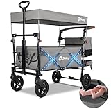 Sekey Bollerwagen Faltbar mit Dach 2 Kinder 150KG, Faltbarer Bollerwagen...