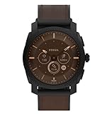 Fossil Gen 6 Hybrid Smartwatch für Herren Machine Edelstahl schwarz Lederband...